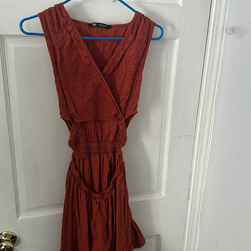 Brown Zara open front dress